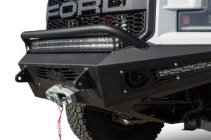 Ford F-150 Raptor Front Bumper - Addictive Desert Designs - HoneyBadger with Winch Mount - Hammer Black with Satin Black Panels - `17-`18